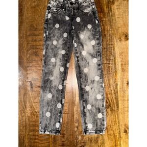 Justice Premium Girls Gray Polka Dot Acid Wash Simply Low Skinny Jeans Size 8R
